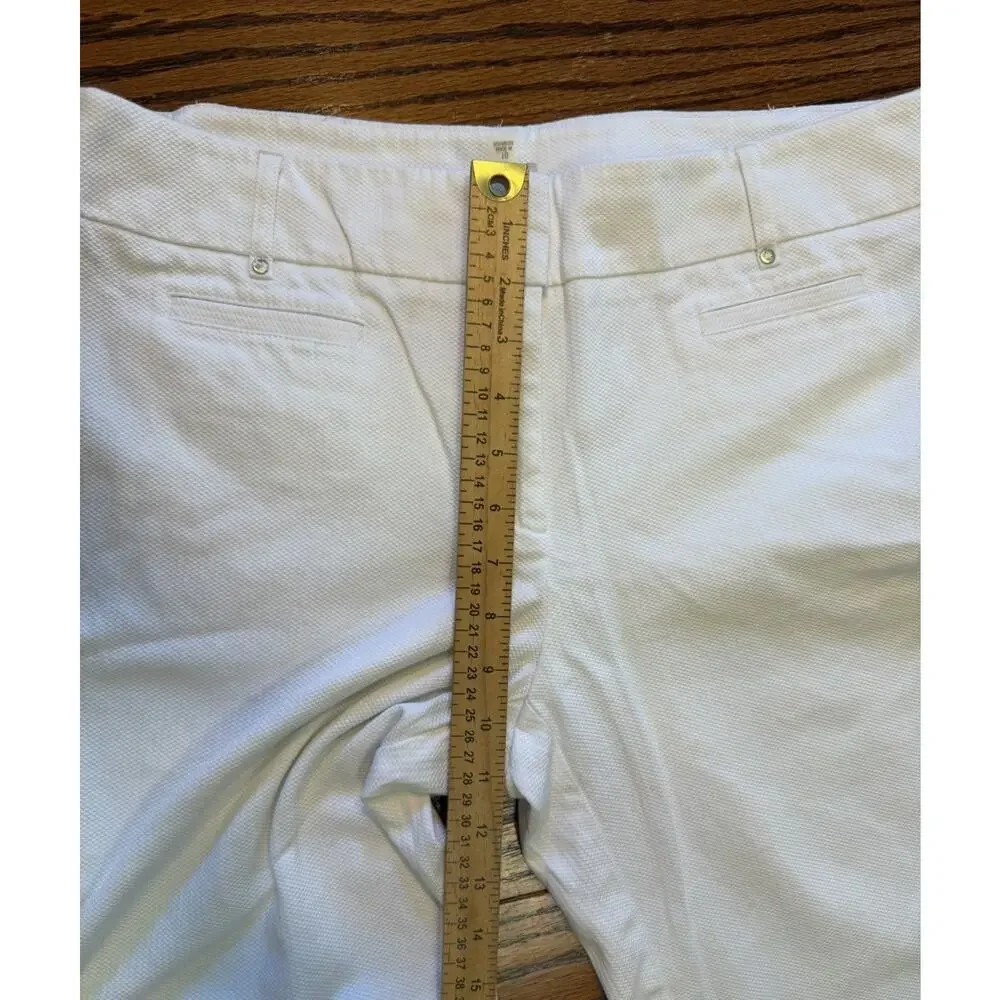 Anne Klein Crop Pants Women's White Textured Straight Leg Work Office Trousers